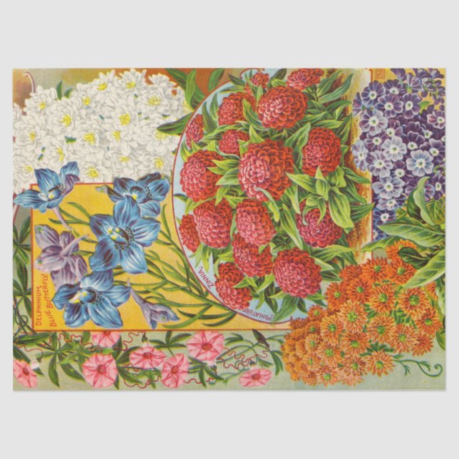 Papel seda antiguo de la flor de las publicaciones (Anverso)