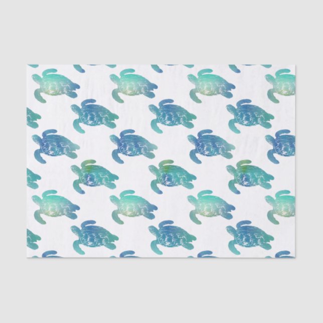 Papel seda azul de la aguamarina de las tortugas (Anverso)