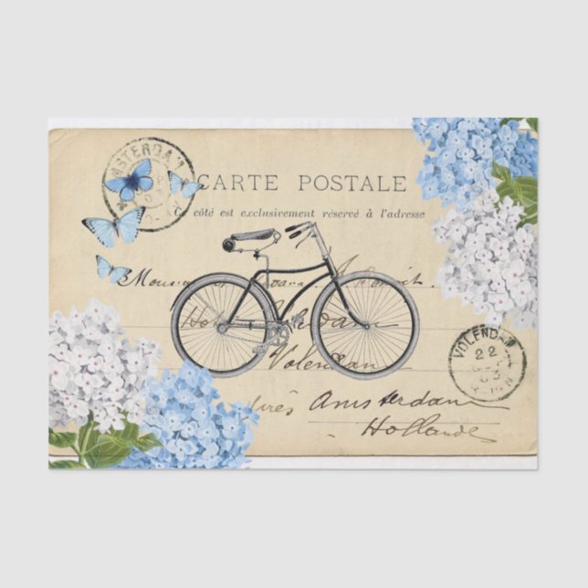 Papel seda azul de la postal de la flor de la (Anverso)