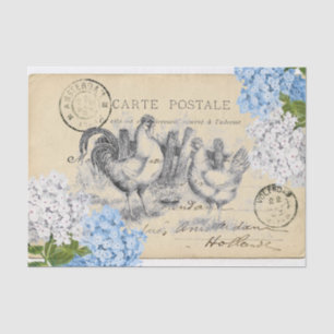 Papel seda azul de la postal de la flor de los