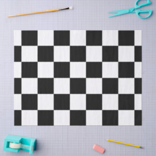 Papel seda blanco y negro a cuadros