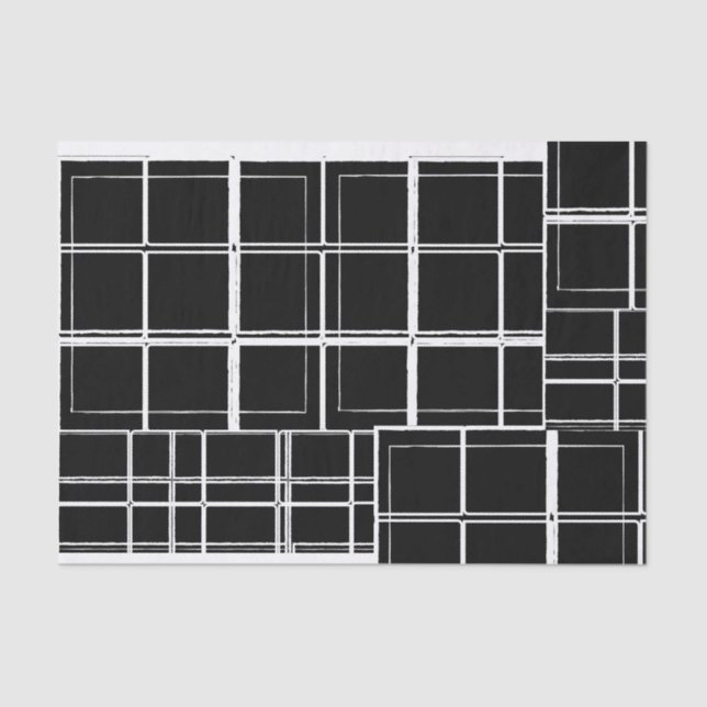 Papel seda blanco y negro de la tela escocesa (Anverso)