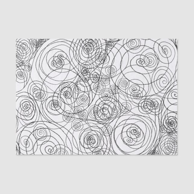 Papel seda blanco y negro del arte del Doodle (Anverso)