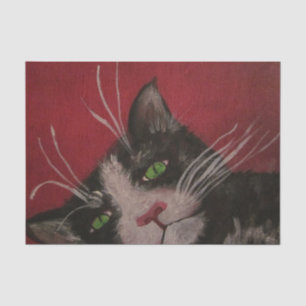 papel seda blanco y negro del gato