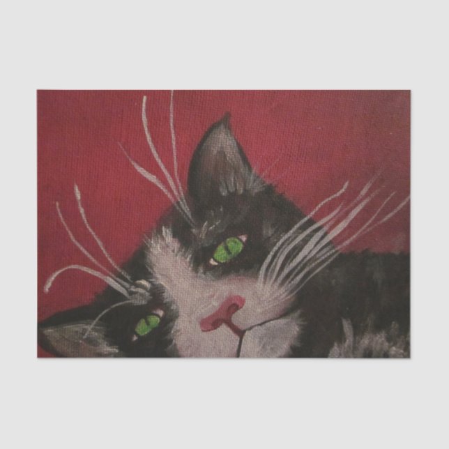 papel seda blanco y negro del gato (Anverso)