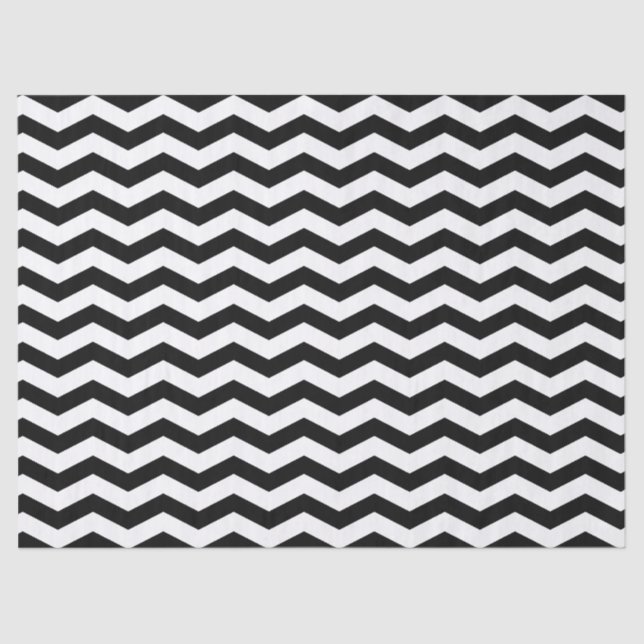 Papel seda blanco y negro del zigzag de Chevron (Anverso)