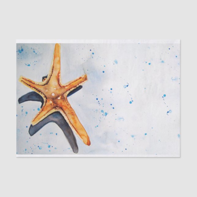 Papel seda con acuarela de estrella de mar (Anverso)