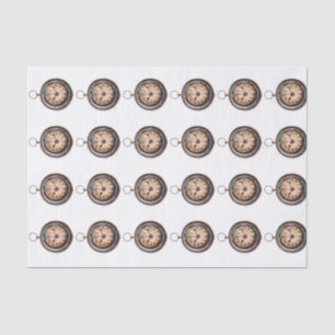 Papel seda con imagen tejada del reloj de bolsillo