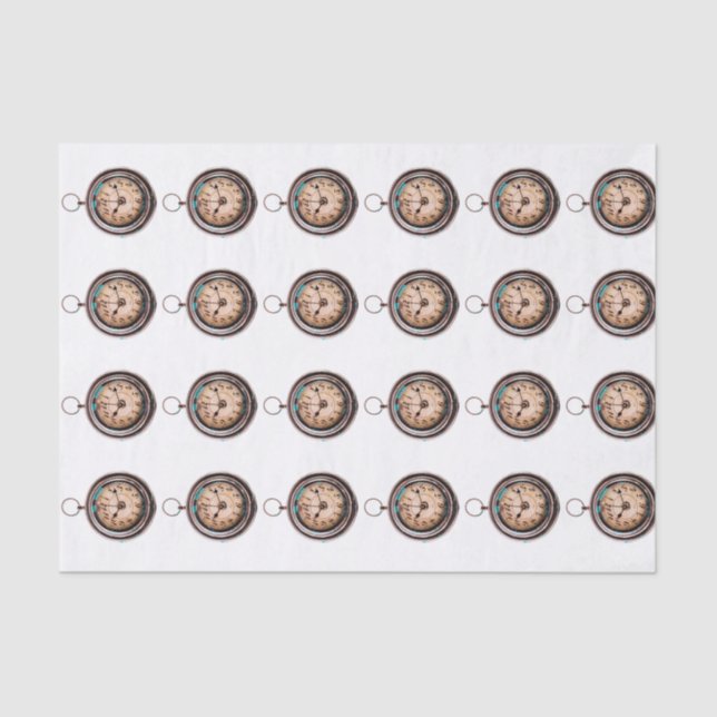 Papel seda con imagen tejada del reloj de bolsillo (Anverso)