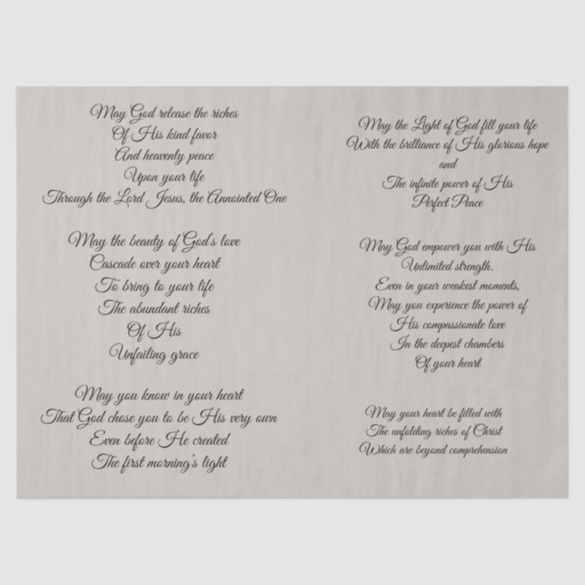 Papel seda cristiano de Decoupage de los rezos (Anverso)