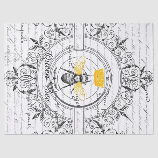 Papel seda de Decoupage de la abeja reina (Anverso)