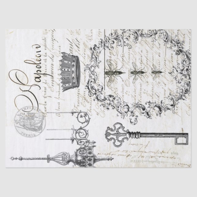 Papel seda de Decoupage de la escritura de la (Anverso)