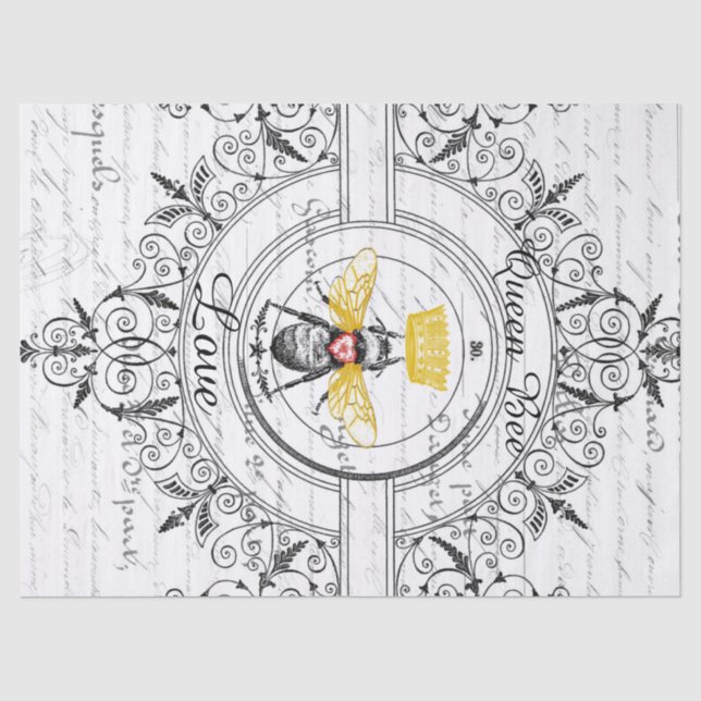 Papel seda de Decoupage del amor de la abeja reina (Anverso)