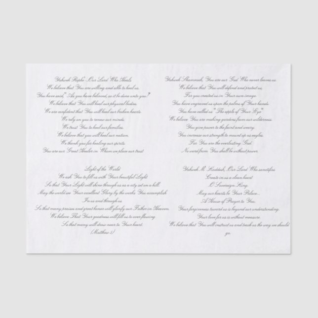 Papel seda de Decoupage del rezo de la escritura (Anverso)