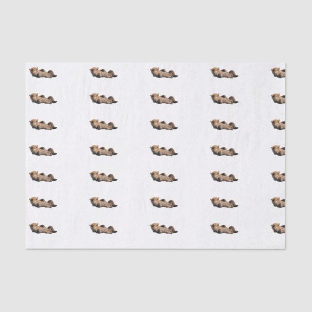 Papel seda de encargo 10lb, blanco con el cachorro (Anverso)