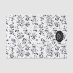 Papel seda de encargo floral blanco y negro del
