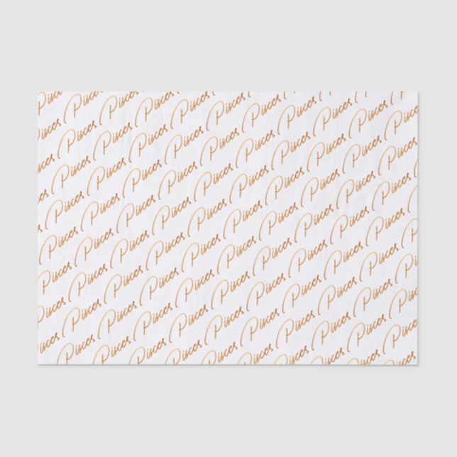 Papel seda de la escritura del oro de "Piscis" del (Anverso)