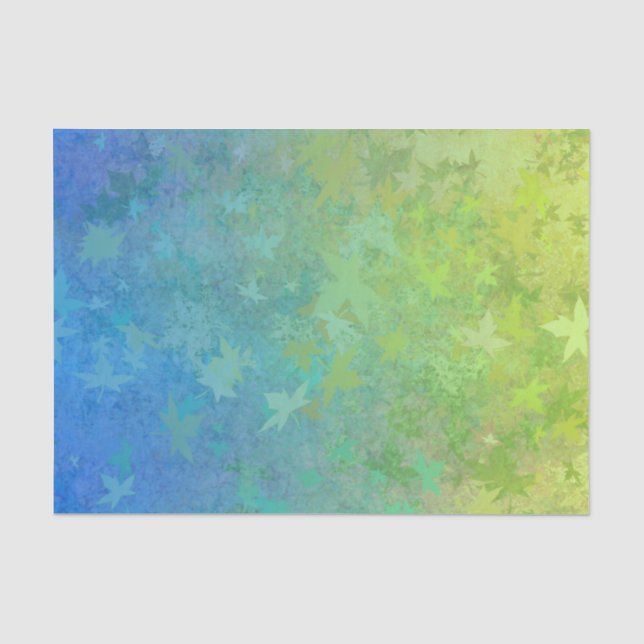 Papel seda de las hojas del verde que sopla azul (Anverso)