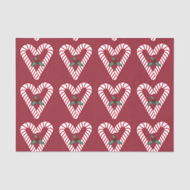 Papel seda de los corazones del bastón de caramelo (Anverso)