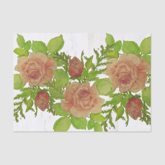 Papel seda de los rosas de la acuarela (Anverso)