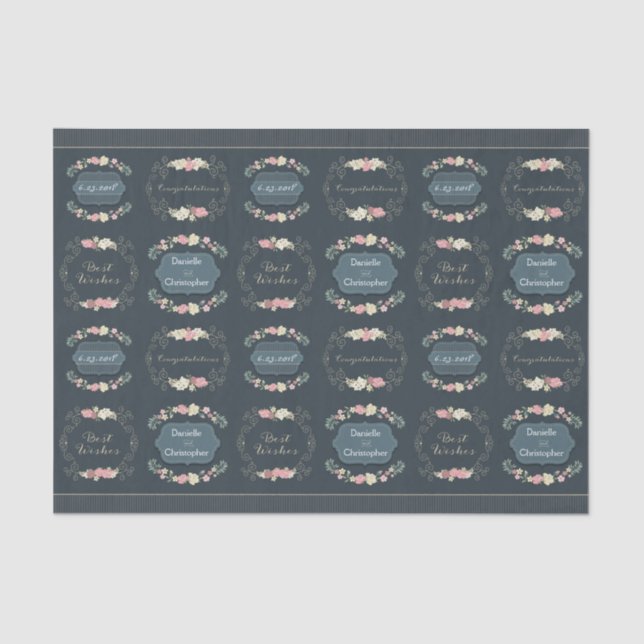 Papel seda de los rosas de la boda (Anverso)