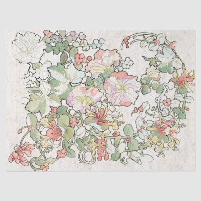 Papel seda del arte de las flores del Hollyhock y (Anverso)