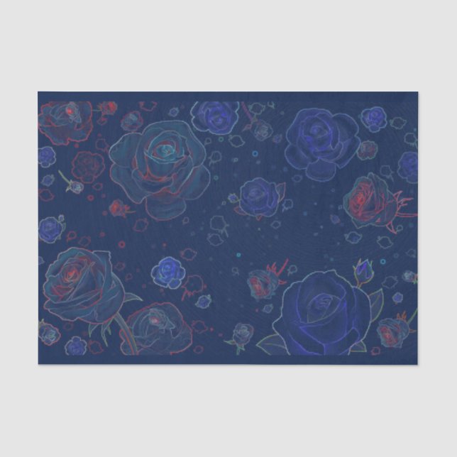 Papel seda del azul del zafiro de los rosas del (Anverso)
