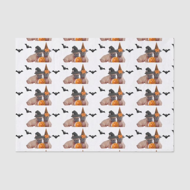Papel seda del bulldog francés de Halloween (Anverso)