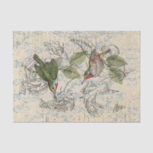 Papel seda del collage del pájaro del vintage