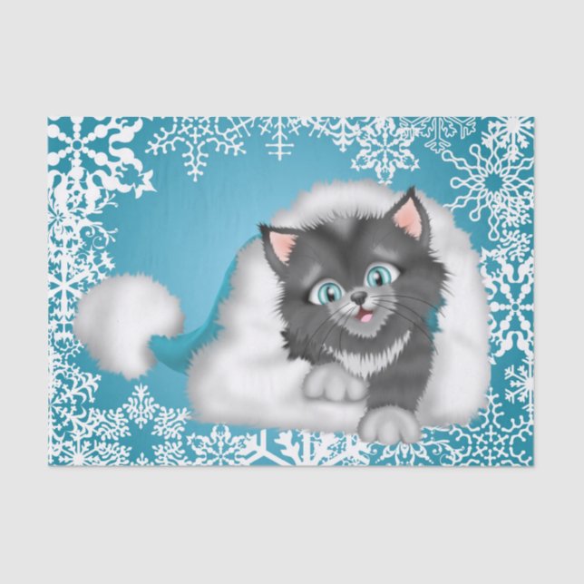 Papel seda del día de fiesta del gato del navidad (Anverso)