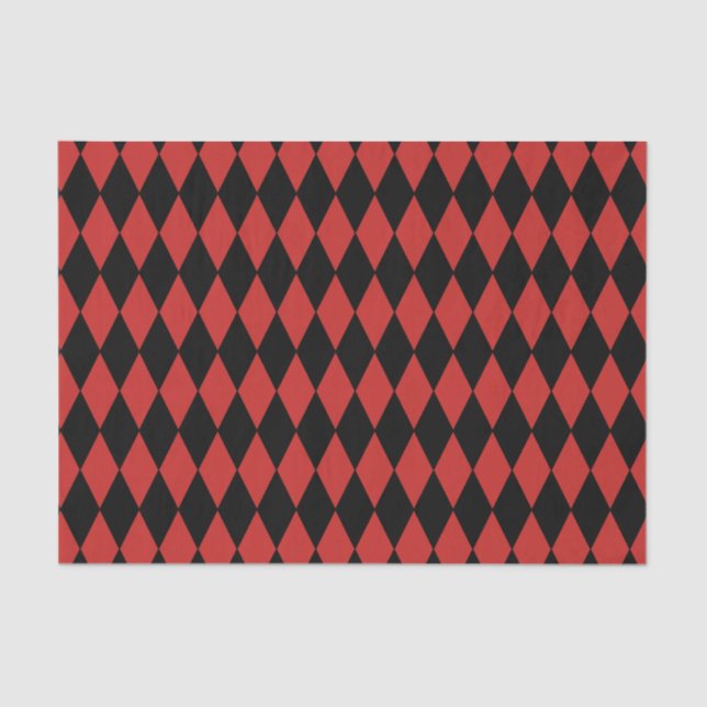 Papel seda del diamante rojo/negro del Harlequin (Anverso)