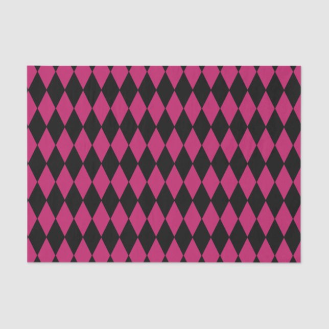 Papel seda del diamante rosado/negro del Harlequin (Anverso)