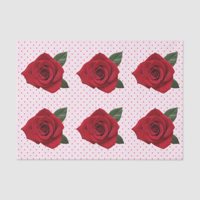 Papel seda del regalo de los lunares del rosa rojo (Anverso)
