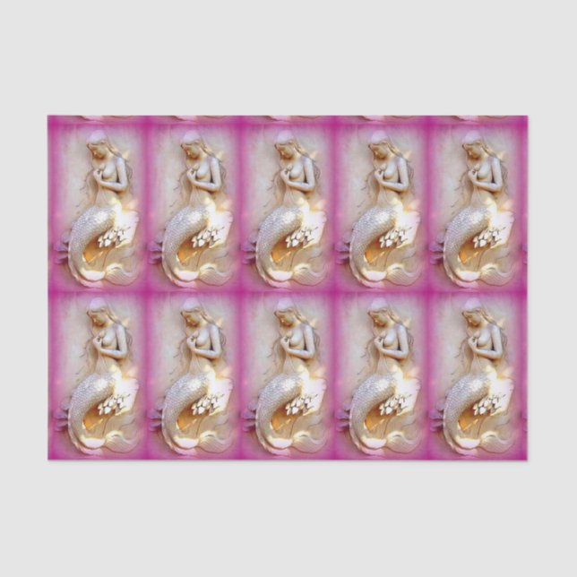 papel seda del rosa de las sirenas que se sienta (Anverso)