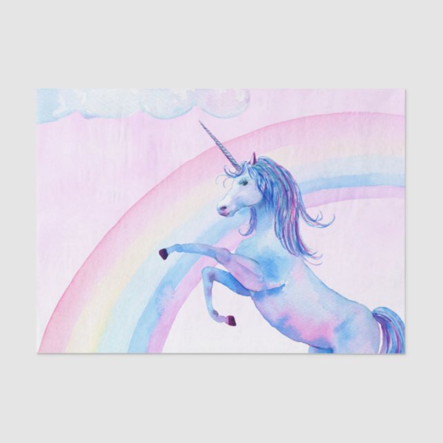 Papel seda del unicornio de la acuarela (Anverso)