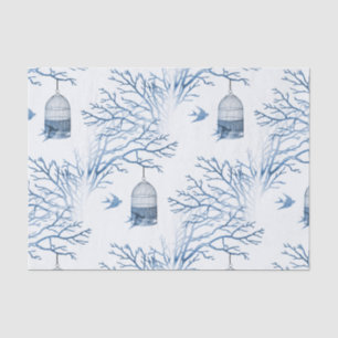 Papel seda desnudo de las ramas del Birdcage azul