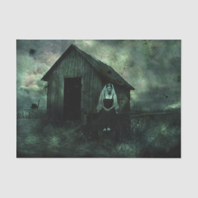 Papel seda espeluznante de Halloween de la novia (Anverso)