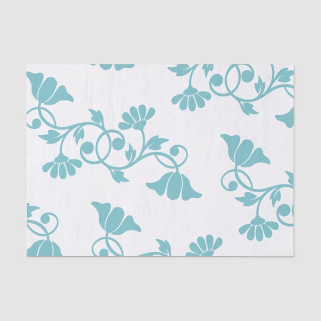 Papel seda floral azul de la silueta (Anverso)