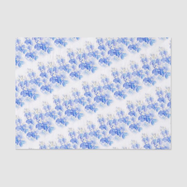 Papel seda floral azul del arte de la acuarela del (Anverso)