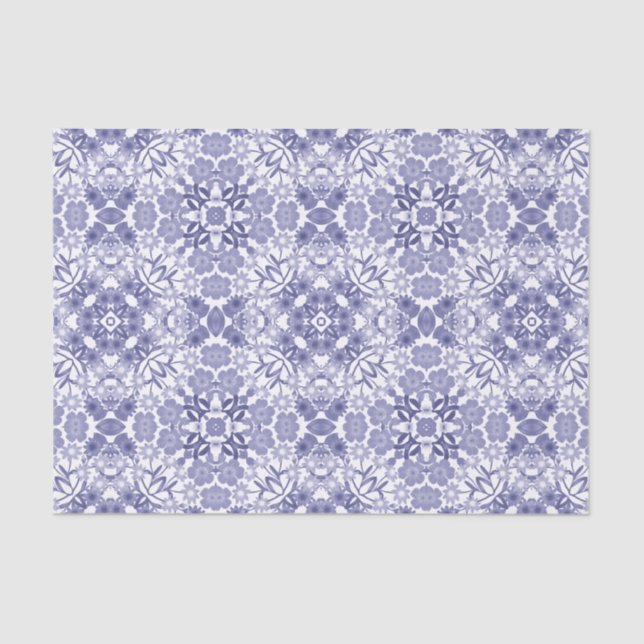 Papel seda floral blanco del cordón de los azules (Anverso)