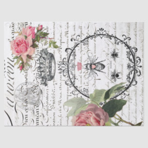 Papel seda floral de Decoupage de la escritura de