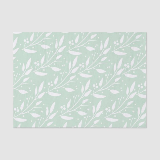 Papel seda floral de la verde menta (Anverso)