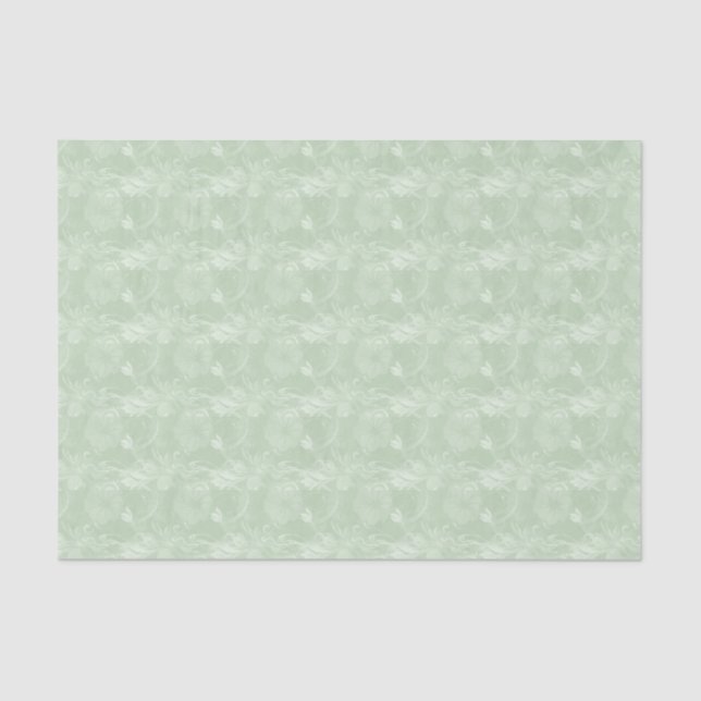Papel seda floral de la verde salvia suave (Anverso)