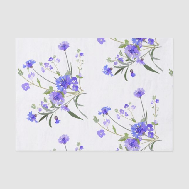 Papel seda floral de los botones del soltero azul (Anverso)