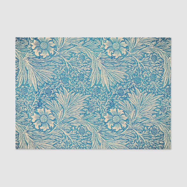 Papel seda FLORAL del AZUL Y del MELOCOTÓN de (Anverso)