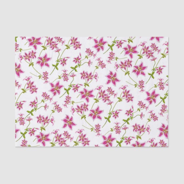 Papel seda floral del lirio rosado del Stargazer (Anverso)