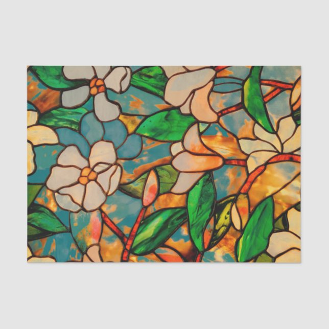 Papel seda floral del vitral de Nouveau del arte (Anverso)