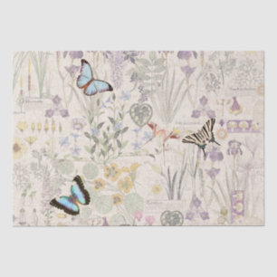Papel seda francés de las flores de mariposa de
