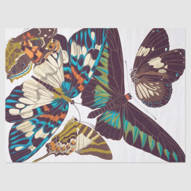 Papel seda francés de las mariposas de Nouveau del (Anverso)
