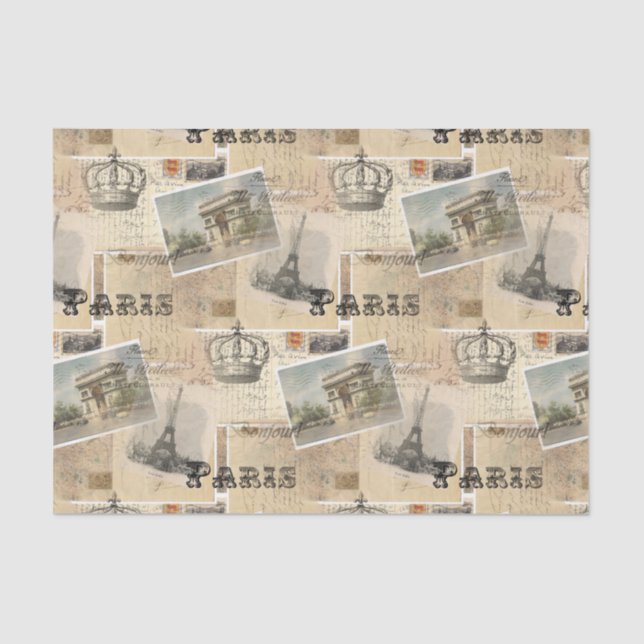 Papel seda francés de París de la postal (Anverso)